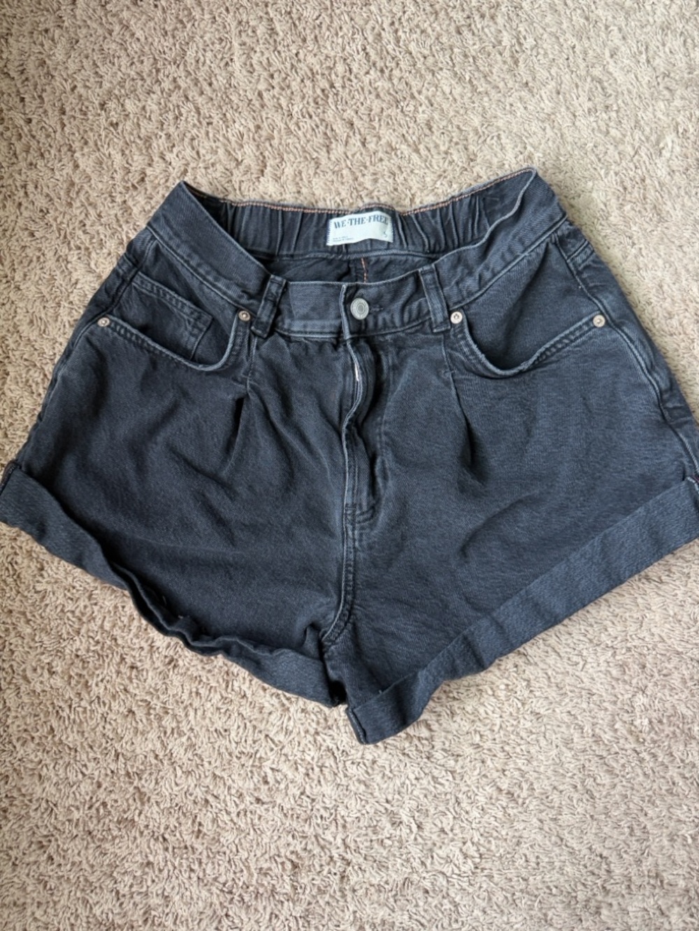 Free People - Wee The Free Black Cuffed Denim Shorts